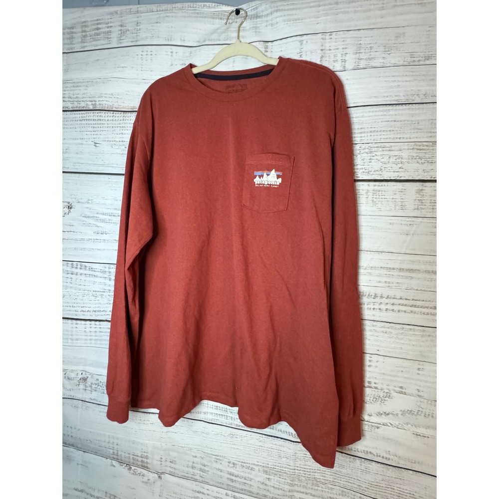 Patagonia Mens Responsibili-Tee Long Sleeve Pocket T-Shirt Rust XXL 37743FA24